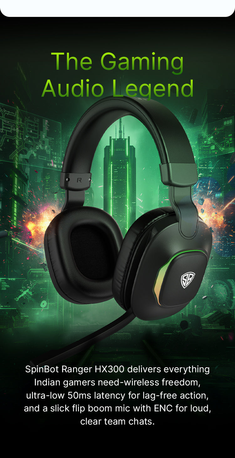 SpinBot Ranger HX300 Wireless Bluetooth Low Latency Gaming Headphones