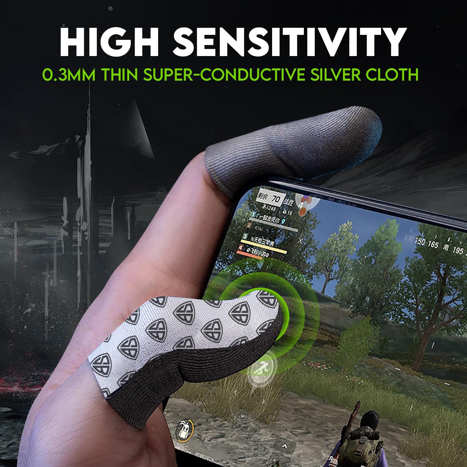 SpinBot Silver-Cloth Thumb & Finger Sleeves for Pubg, Free Fire, COD M