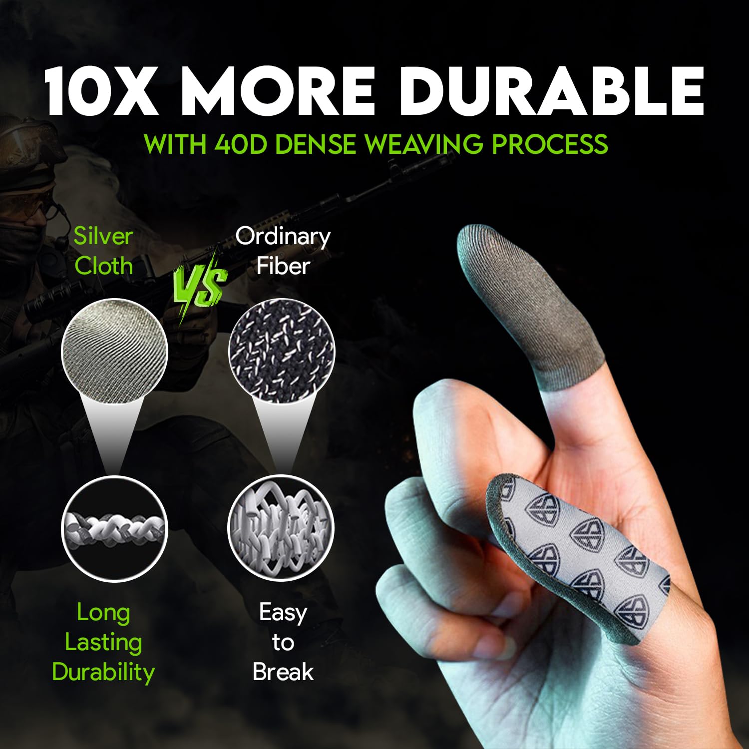 SpinBot Silver-Cloth Thumb & Finger Sleeves for Pubg, Free Fire, COD M