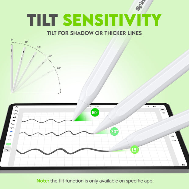 SpinBot 2nd Gen iPad Pencil with Palm Rejection, Tilt Sensor, Precise for Writing/Drawing