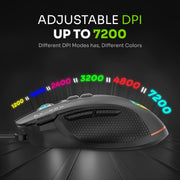 SpinBot Clutch GT900 with 7200 DPI Gaming Sensor |8 Programmable Buttons | RGB Wired Optical Gaming Mouse (Black)