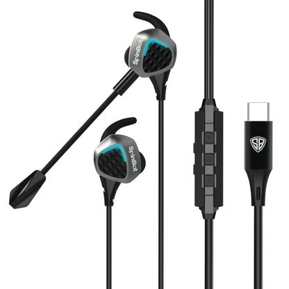 SpinBot BattleBudz G30 Type-C Gaming Earphone with 4 Audio Modes | Boom Mic | Metal Body Wired Gaming Earphone
