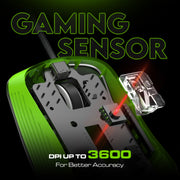 SpinBot Clutch GT500 Wired Gaming Mouse, 3600 DPI Optical Sensor, 1.5m Braided Cable, Ergonomic Design – Black & Green