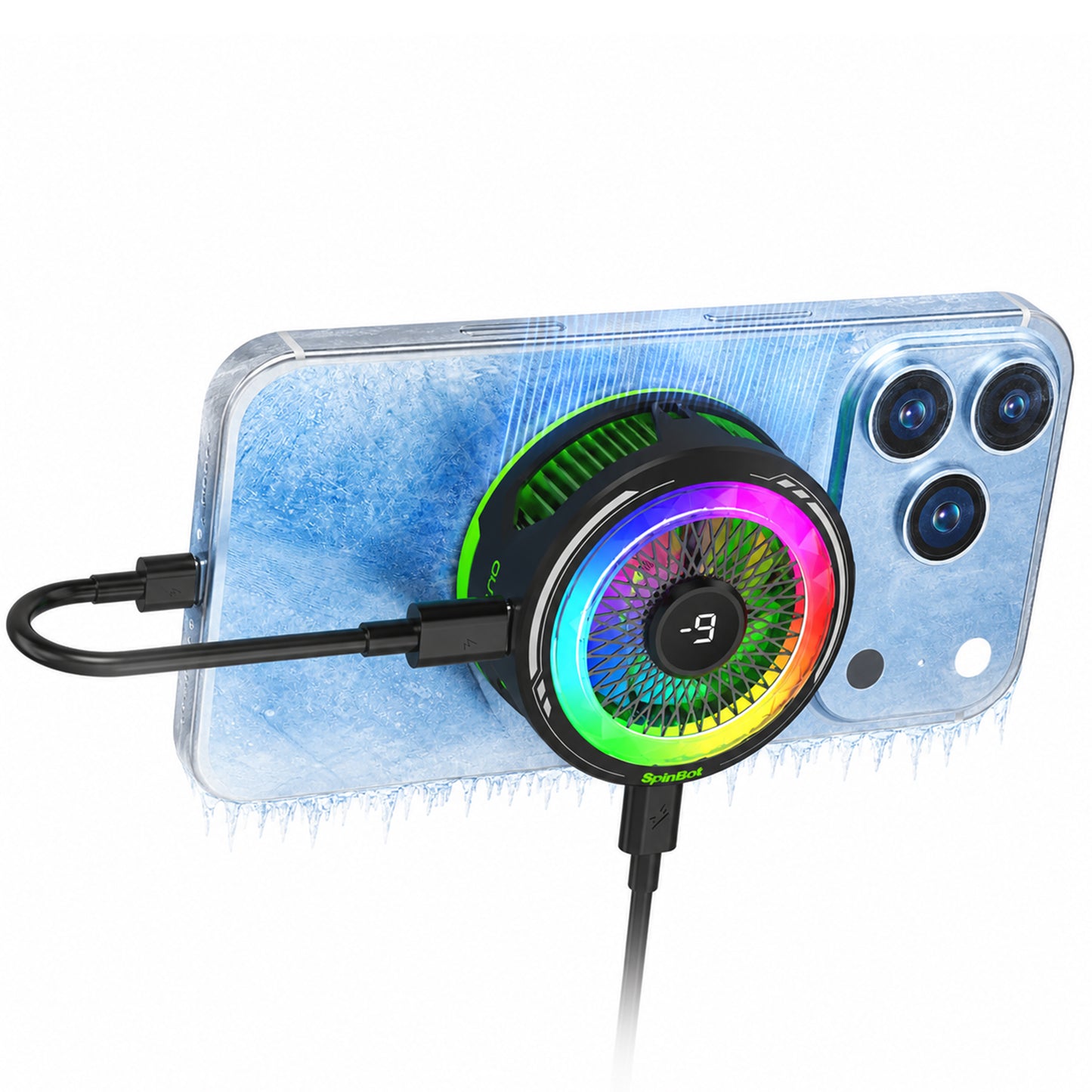 SpinBot IceDot Mag v2 Charge Magnetic Mobile Phone Cooler with 20W Freeze Cooling | Pass-Through Charging | Larger Cooling Area | Overclock Cooling |
