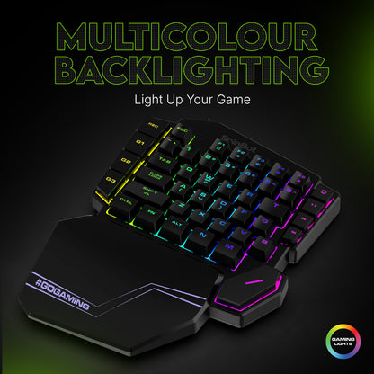 SpinBot Rage K10 One Hand |45 Keys|LED Backlit|Macro Function|Arm Rest|Media Control| Wired USB Standard Gaming Keyboard Compatible