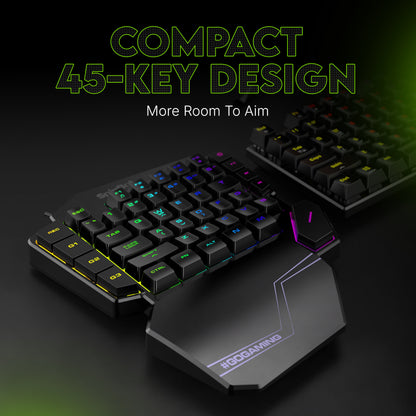 SpinBot Rage K10 One Hand |45 Keys|LED Backlit|Macro Function|Arm Rest|Media Control| Wired USB Standard Gaming Keyboard Compatible