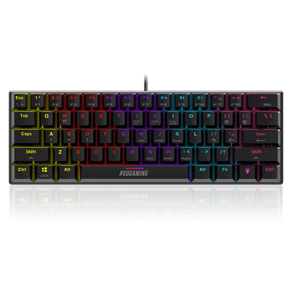 SpinBot Rage MK61 Mechanical Keyboard - Ultra-Compact 60% Layout | Tactile Blue Switches | Dynamic Multicolor RGB Lighting | 22-Key Anti-Ghosting | Durable ABS Build | 1.5m Tangle-Free Cable