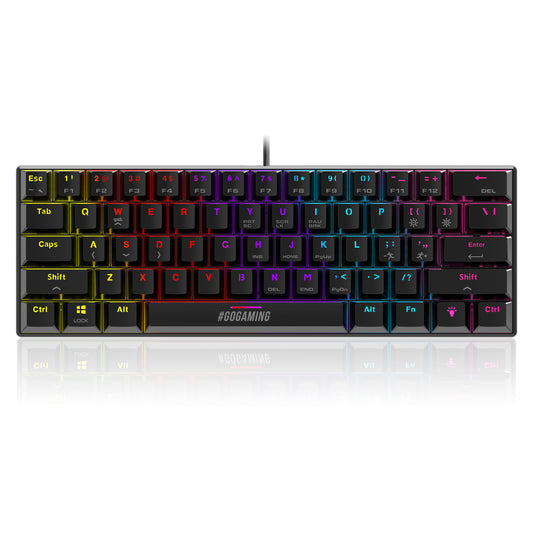 SpinBot Rage MK61 Mechanical Keyboard - Ultra-Compact 60% Layout | Tactile Blue Switches | Dynamic Multicolor RGB Lighting | 22-Key Anti-Ghosting | Durable ABS Build | 1.5m Tangle-Free Cable