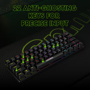 SpinBot Rage MK61 Mechanical Keyboard - Ultra-Compact 60% Layout | Tactile Blue Switches | Dynamic Multicolor RGB Lighting | 22-Key Anti-Ghosting | Durable ABS Build | 1.5m Tangle-Free Cable