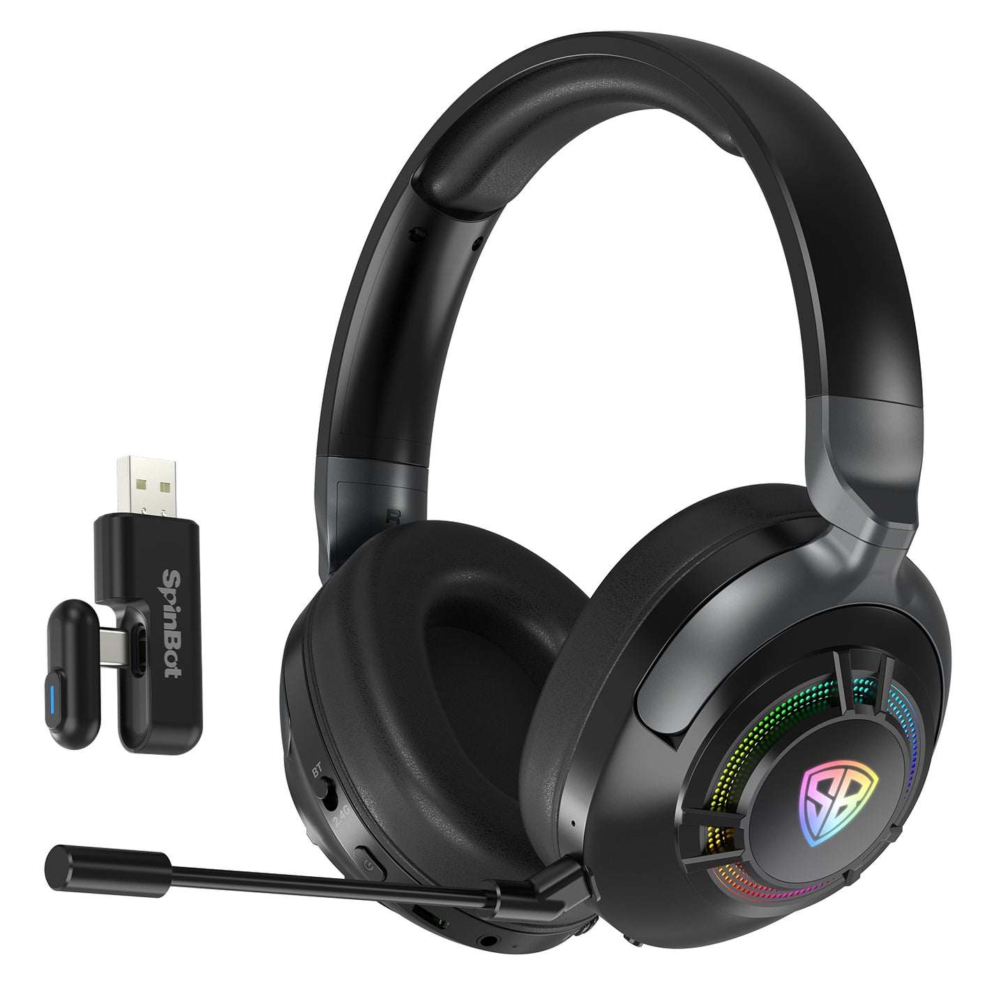 SpinBot Ranger HX700 Tri-Mode Wireless Headphones with ANC & RGB | 20ms Low Latency