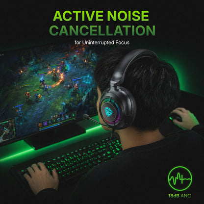 SpinBot Ranger HX700 Tri-Mode Wireless Headphones with ANC & RGB | 20ms Low Latency