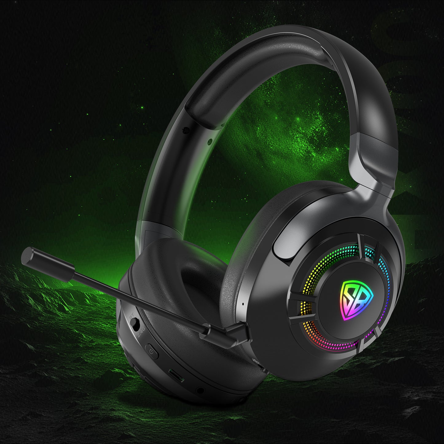 SpinBot Ranger HX700 Tri-Mode Wireless Headphones with ANC & RGB | 20ms Low Latency