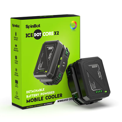 SpinBot IceDot Core X2 Magnetic Wired & Wireless Mobile Cooler | 7 Cooling Modes with 5000mAh Detachable Battery | Ultra-Quiet 42dB High-Speed 6000 RPM Fan | 15W Turbo Cooling