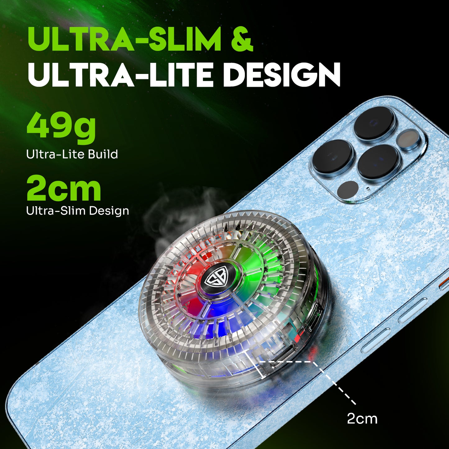 SpinBot IceDot Mag Air Ultra-Slim Ultra-Lite Magnetic Mobile Phone Cooler I 2 Speed Gears for Temperature Control I 15W Freeze Cooling I For iPhone 12/13/14/15/16, iPads and Android Smartphones