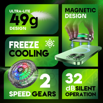 SpinBot IceDot Mag Air Ultra-Slim Ultra-Lite Magnetic Mobile Phone Cooler I 2 Speed Gears for Temperature Control I 15W Freeze Cooling I For iPhone 12/13/14/15/16, iPads and Android Smartphones