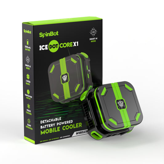 SpinBot IceDot Core X1 Wireless Mobile Cooler | Portable Cooling with Detachable Battery | Smart AI,P1,P2 Mode for Temperature Control | 10W Freeze Cooling (Android & iOS Devices)