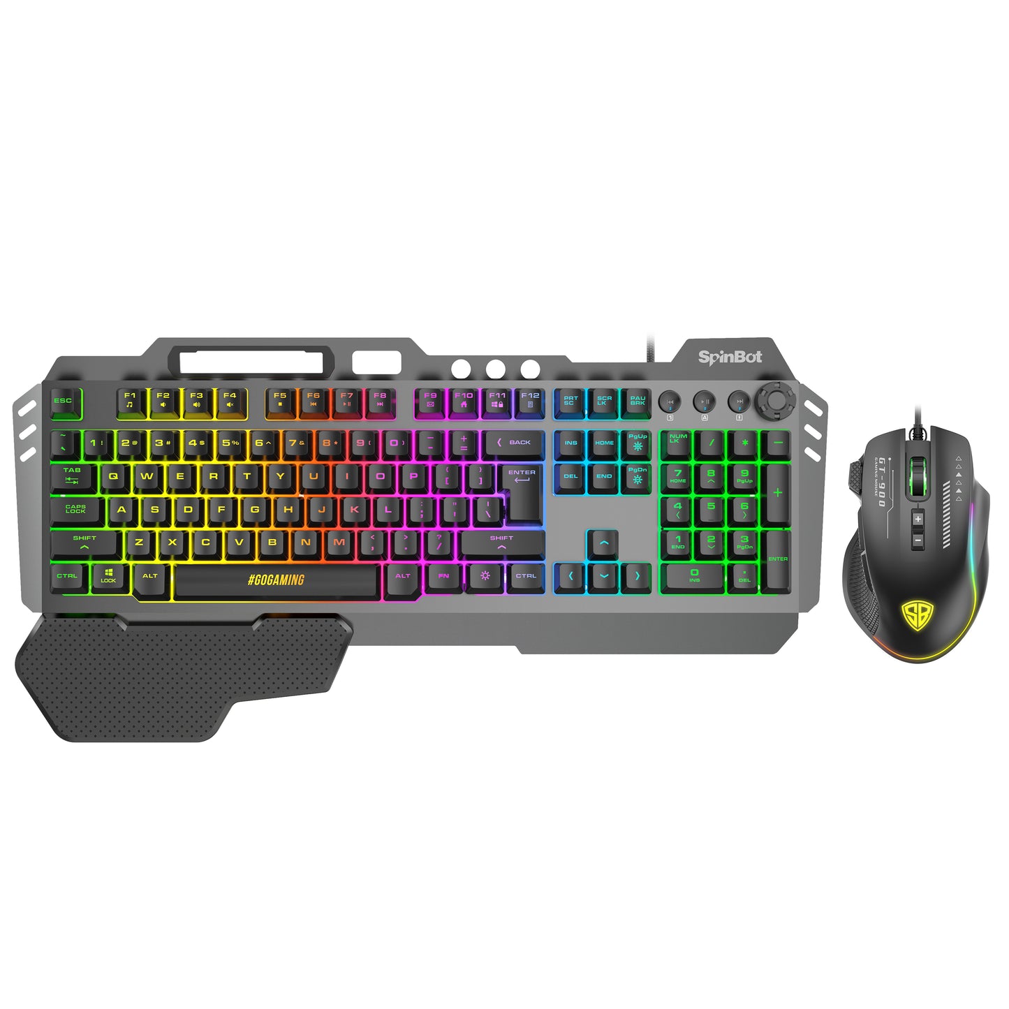 SpinBot Rage K20 Gaming Keyboard & Clutch GT900 Mouse Combo | RGB Backlit Keyboard |7200 DPI Wired USB Mouse For PC, Laptop (Black)