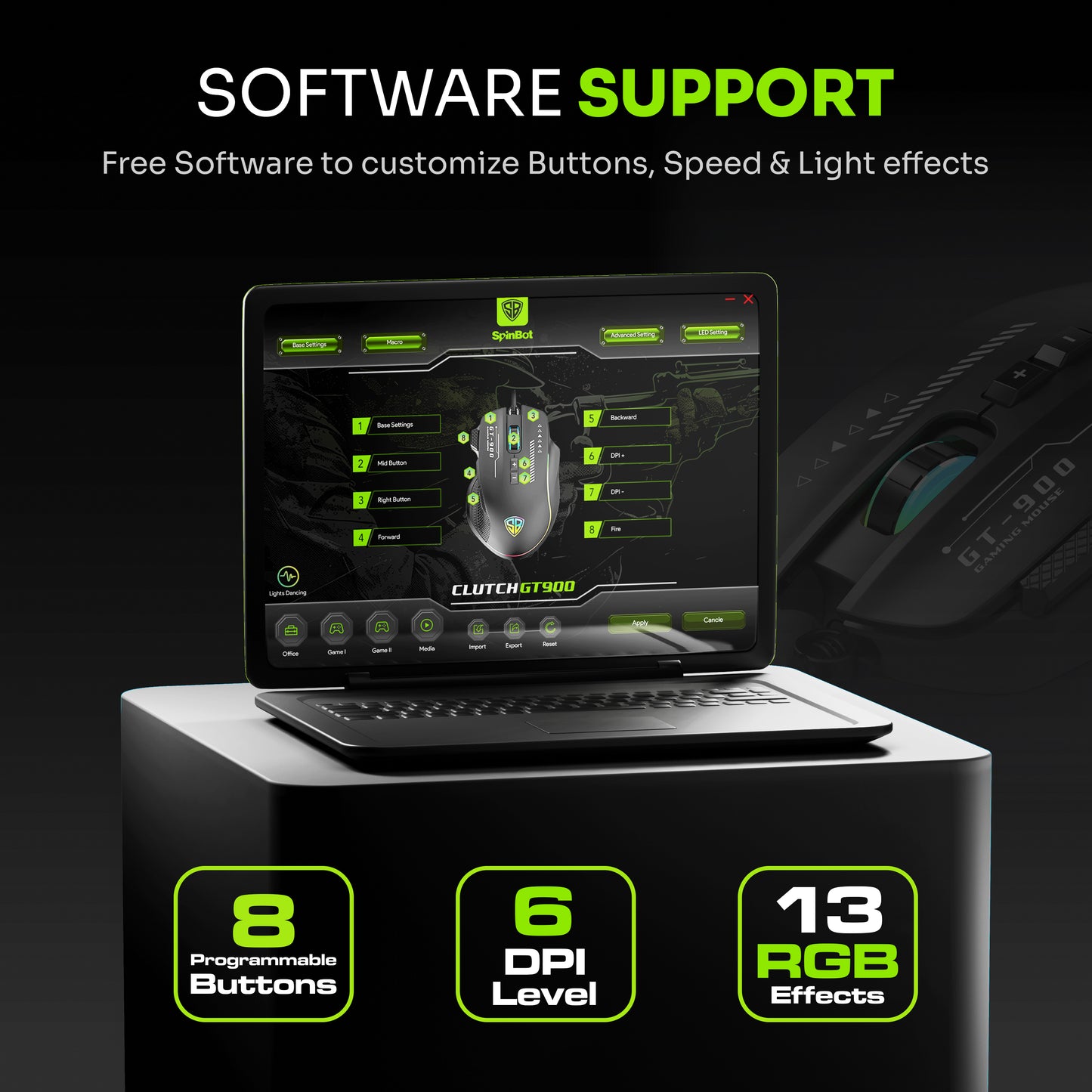 SpinBot Rage K20 Gaming Keyboard & Clutch GT900 Mouse Combo | RGB Backlit Keyboard |7200 DPI Wired USB Mouse For PC, Laptop (Black)