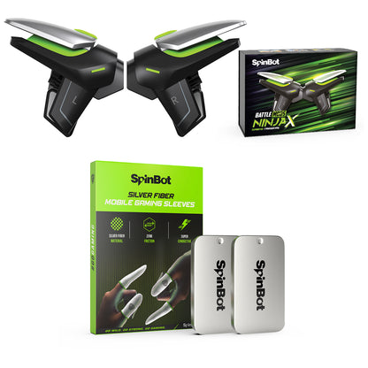 SpinBot BattleMods NinjaX  + 2 Pairs of Silver Fiber Finger Sleeves Combo