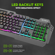 SpinBot Rage K20 LED Backlit|Metal Body|19 Anti-Ghosting Keys |Volume Control Knob| Wired USB Gaming Keyboard (Black)