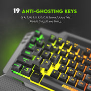 SpinBot Rage K20 LED Backlit|Metal Body|19 Anti-Ghosting Keys |Volume Control Knob| Wired USB Gaming Keyboard (Black)