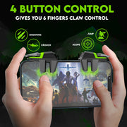 SpinBot Battlemods Raze 4 Buttons Smartphone Capacitive Gaming Trigger | 6 Finger Claw Control | Zero Lag response | For BGMI/Free Fire Max/Cod Mobile