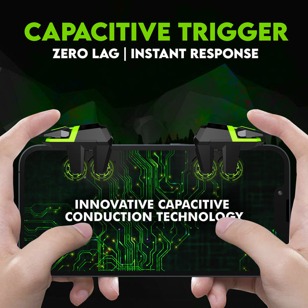 SpinBot Battlemods Raze 4 Buttons Smartphone Capacitive Gaming Trigger | 6 Finger Claw Control | Zero Lag response | For BGMI/Free Fire Max/Cod Mobile