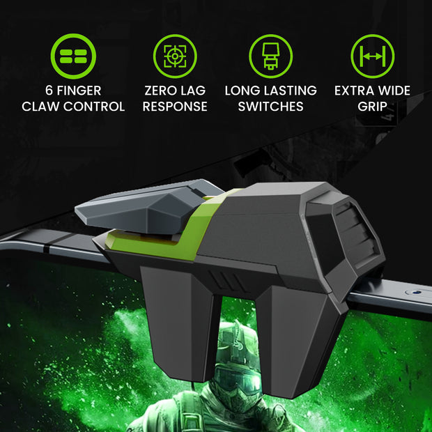 SpinBot Battlemods Raze 4 Buttons Smartphone Capacitive Gaming Trigger | 6 Finger Claw Control | Zero Lag response | For BGMI/Free Fire Max/Cod Mobile
