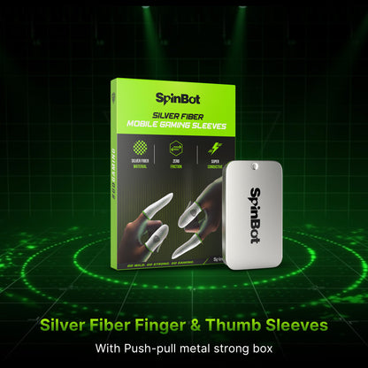 SpinBot Silver Fiber Finger & Thumb Sleeves for PUBG, BGMI,Free Fire,etc-Pack of 2 Pair (4 Pieces)