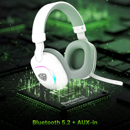 SpinBot Ranger HX300 Wireless Bluetooth Low Latency Gaming Headphones (White)