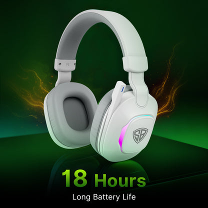 SpinBot Ranger HX300 Wireless Bluetooth Low Latency Gaming Headphones (White)