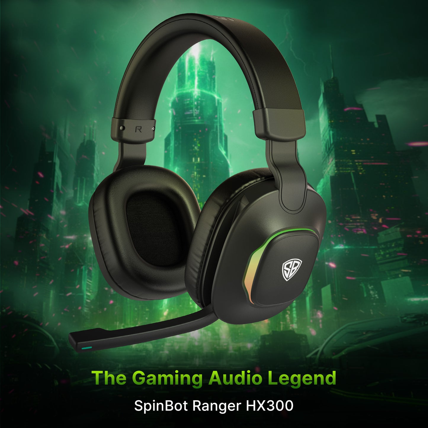 SpinBot Ranger HX300 Wireless Bluetooth Low Latency Gaming Headphones (Black)