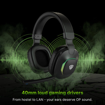 SpinBot Ranger HX300 Wireless Bluetooth Low Latency Gaming Headphones (Black)