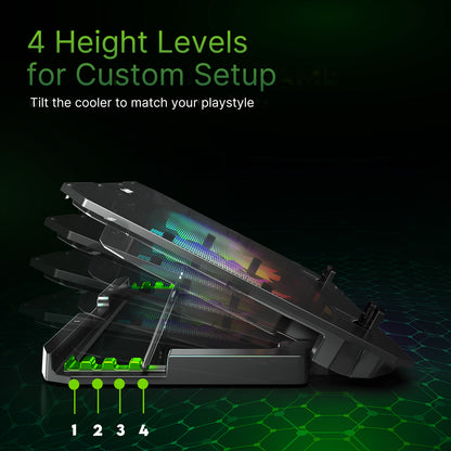 SpinBot Airflow X10 Laptop Cooling Pad with Dual Fans | Low Noise 30dB | 4-Level Adjustable Stand | 2 USB Ports with Speed Control.