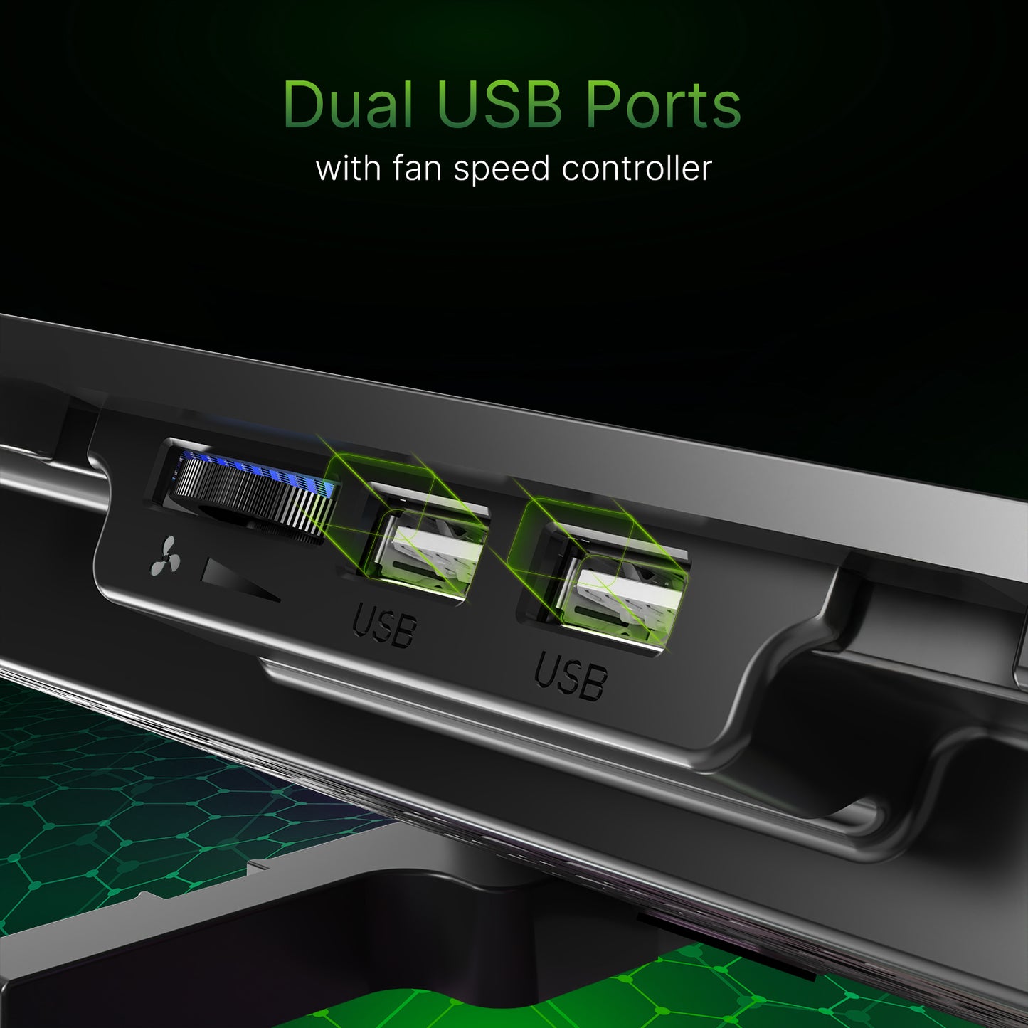 SpinBot Airflow X10 Laptop Cooling Pad with Dual Fans | Low Noise 30dB | 4-Level Adjustable Stand | 2 USB Ports with Speed Control.