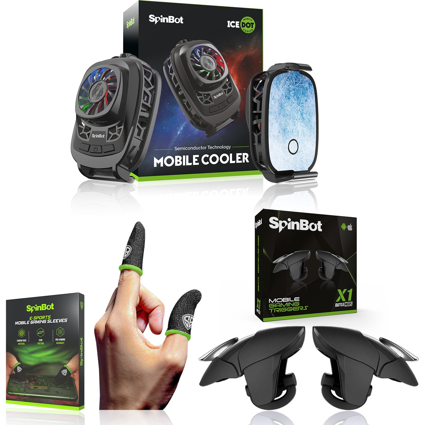 SpinBot BattleMods X1 Gaming Trigger + IceDot Mobile Cooler + Gaming Sleeves Combo