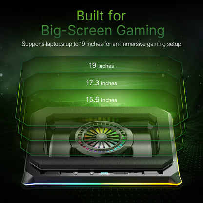 SpinBot Airflow X50 Laptop Cooling Pad | 135mm Fan up to 3800 RPM | 11 RGB Modes | 5-Level Adjustable Stand | 4 USB + 2 Type-C Ports.