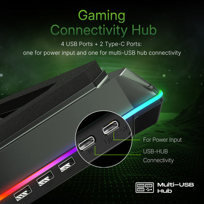 SpinBot Airflow X50 Laptop Cooling Pad | 135mm Fan up to 3800 RPM | 11 RGB Modes | 5-Level Adjustable Stand | 4 USB + 2 Type-C Ports.