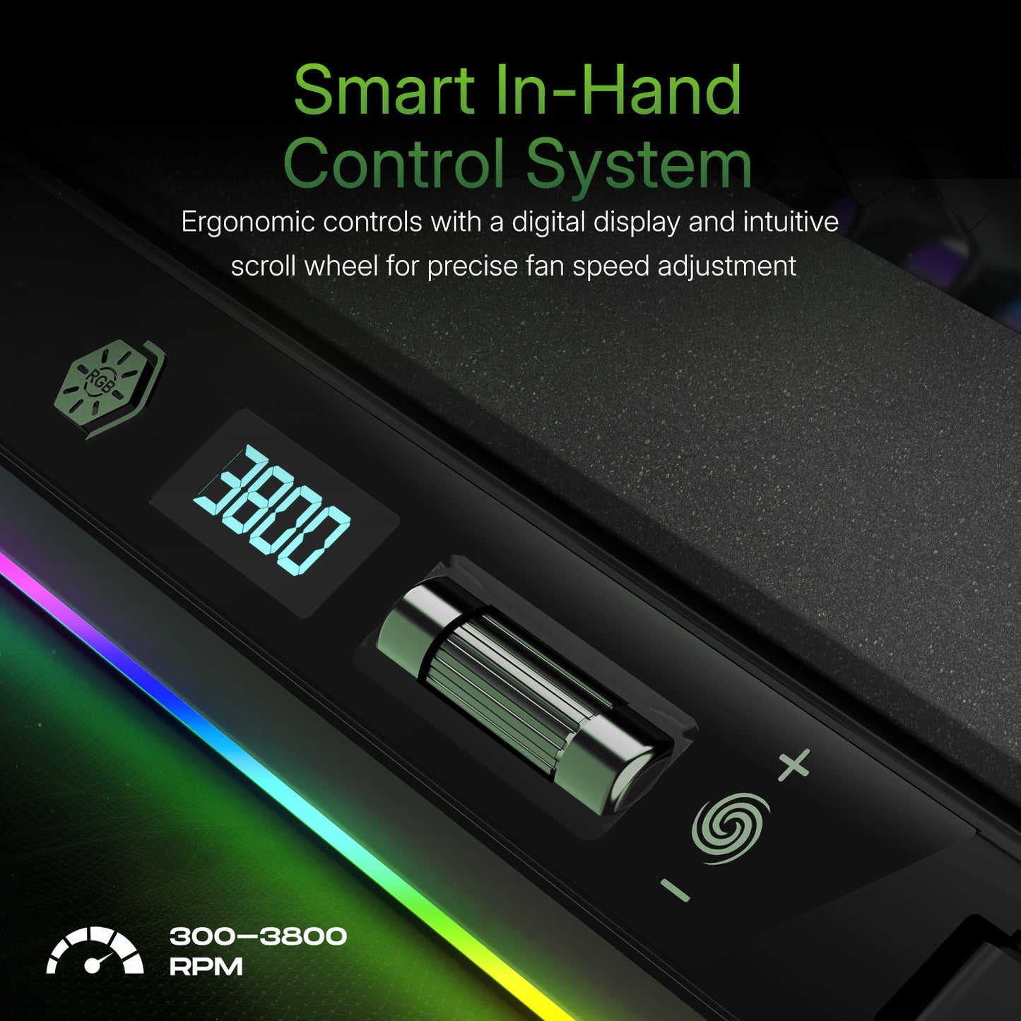 SpinBot Airflow X50 Laptop Cooling Pad | 135mm Fan up to 3800 RPM | 11 RGB Modes | 5-Level Adjustable Stand | 4 USB + 2 Type-C Ports.