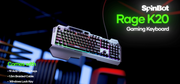 SpinBot Rage K20 LED Backlit|Metal Body|19 Anti-Ghosting Keys |Volume Control Knob| Wired USB Gaming Keyboard (Black)