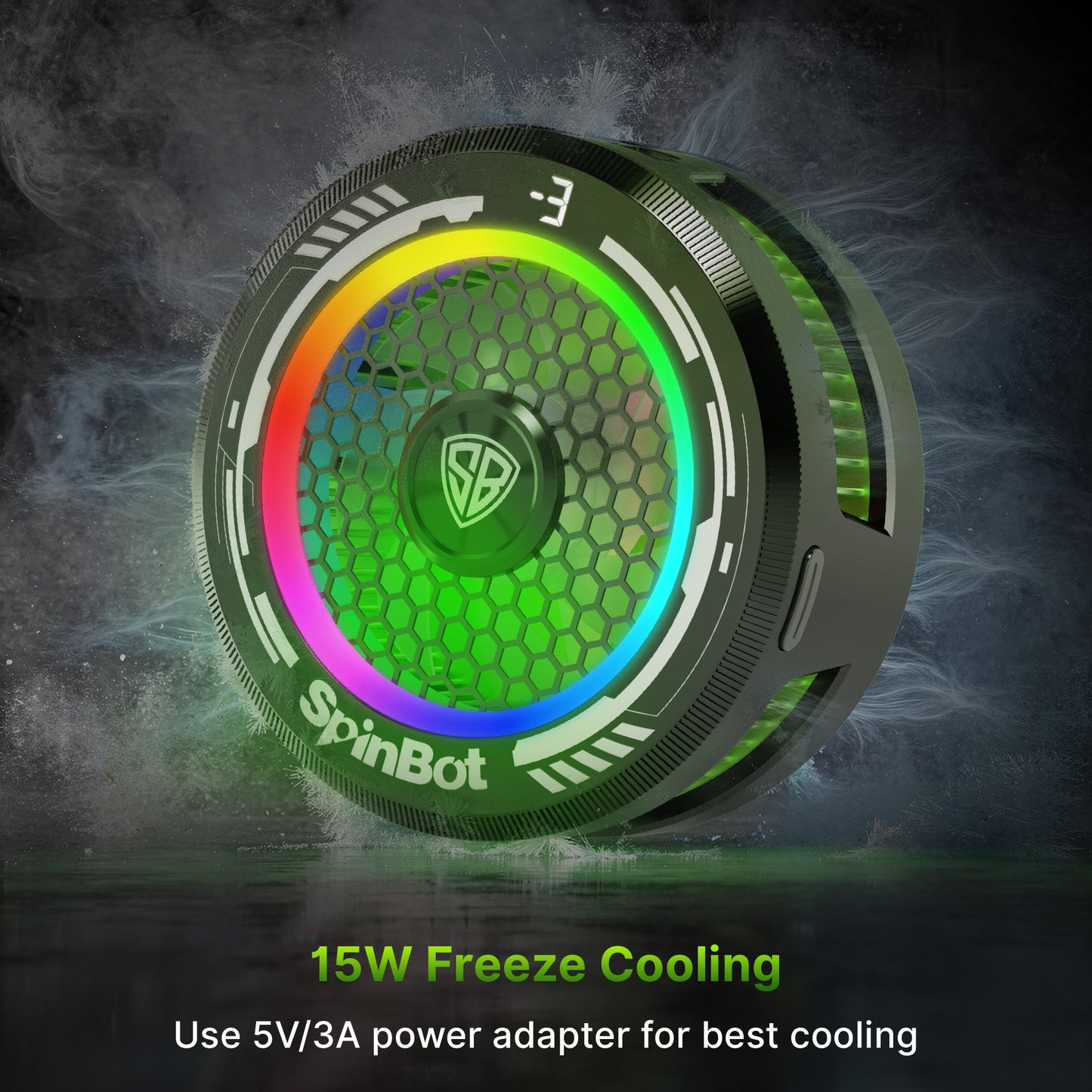 SpinBot IceDot Mag v1 Magnetic Semiconductor Mobile Phone Cooler with 15W Freeze Cooling, 3 Cooling Modes, Temperature Display for iPhone, iPad and Android Smartphones (Black)