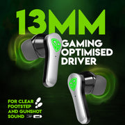SpinBot BattleBudz GX10 Gaming Bluetooth TWS Earbuds with Low Latency and Game Mode