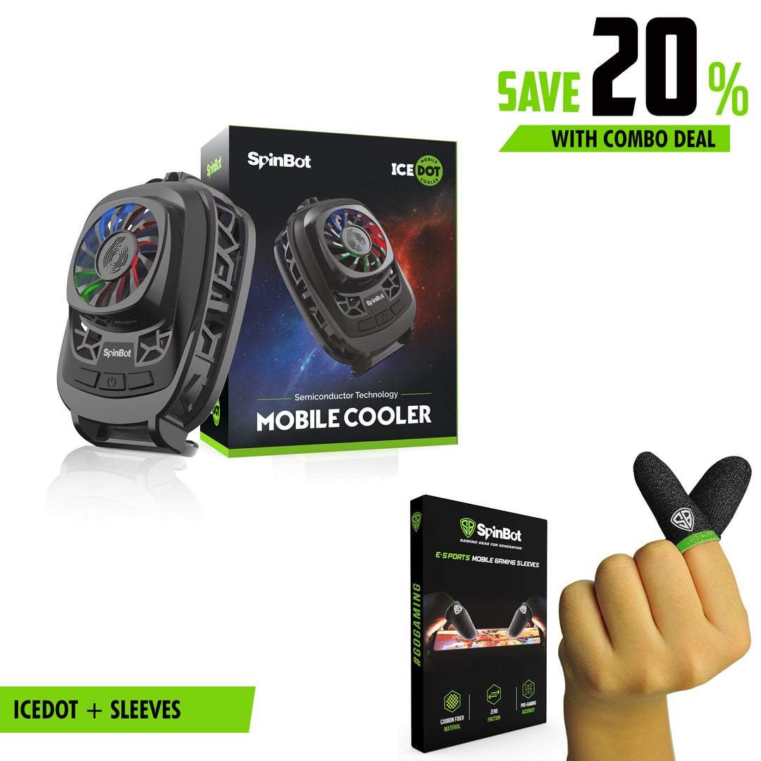 SpinBot IceDot Mobile Cooler+ Gaming Sleeves Combo